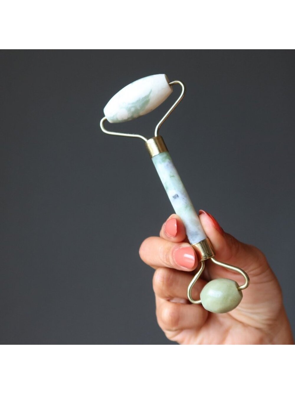 Serpentine Facial Roller Wand Green New Jade Natural Stone Face Beauty